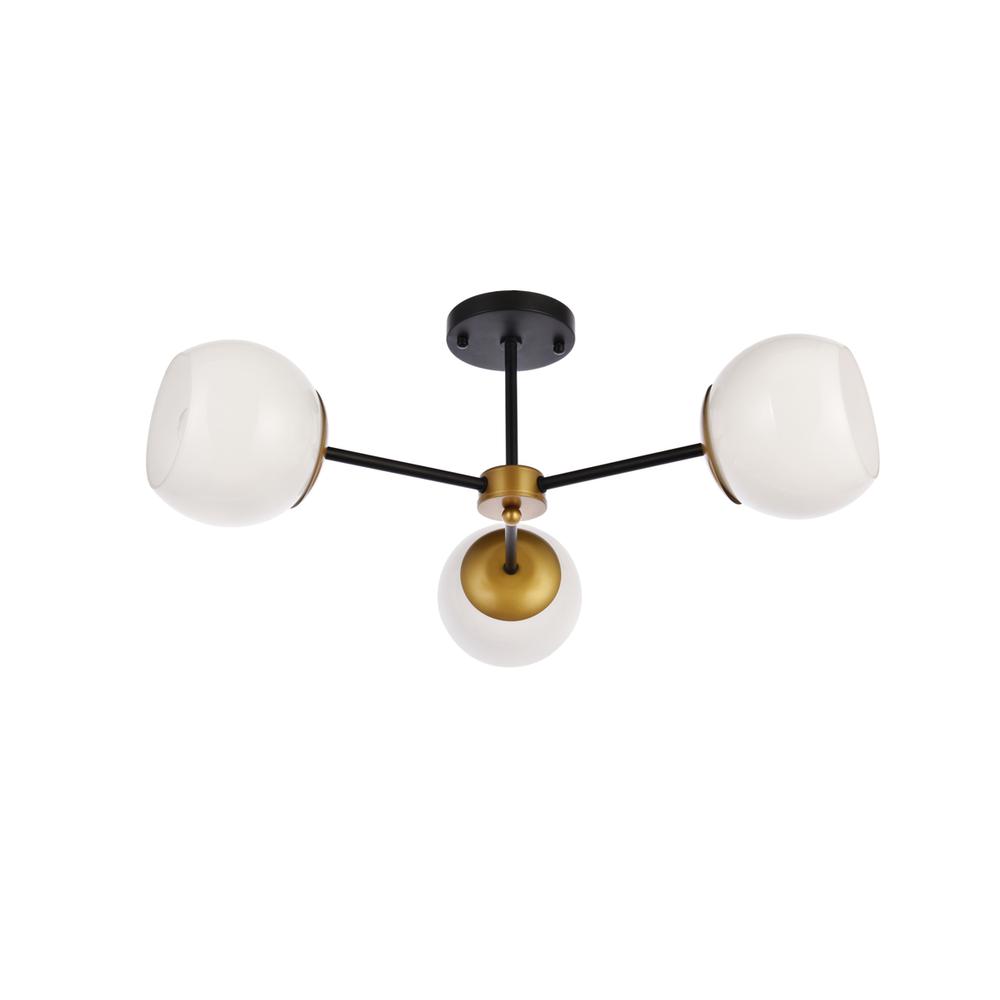 Briggs 26 Inch Flush Mount In Black And Brass With White Shade. Picture 6