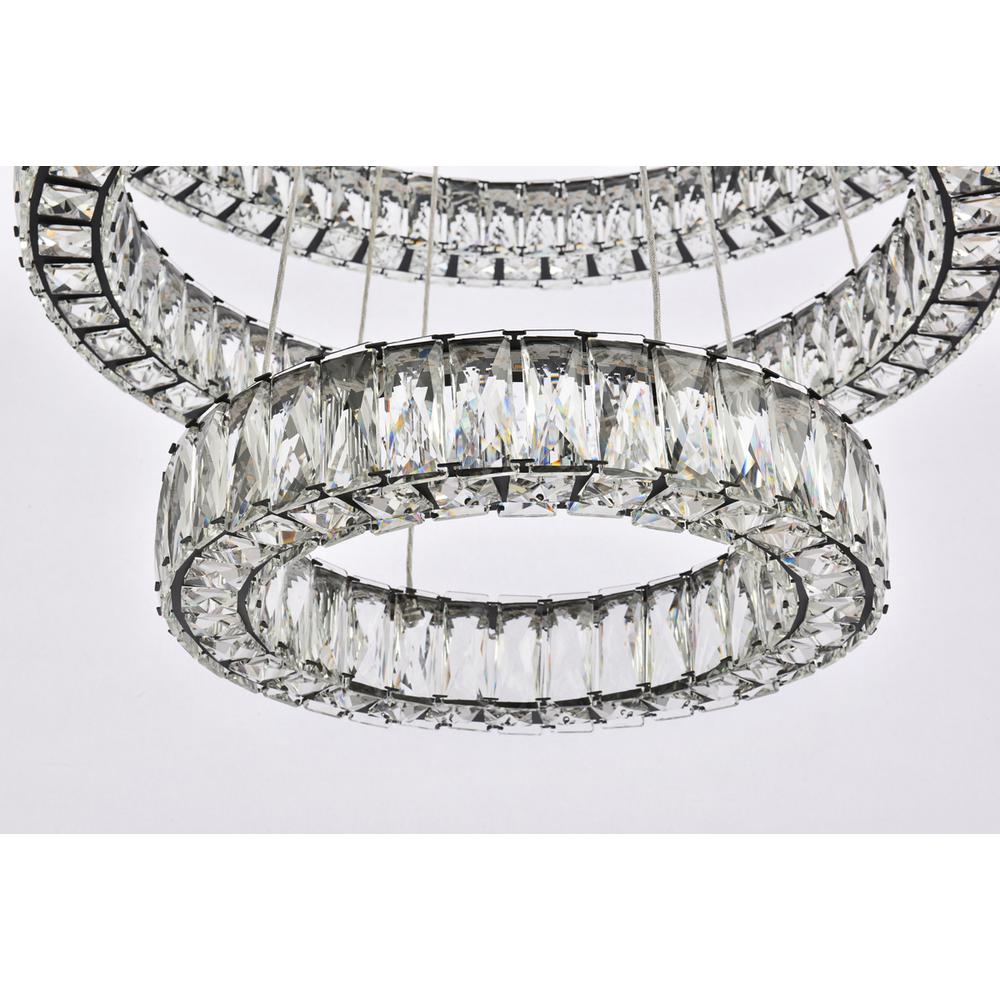 Monroe 32 Inch Led Triple Ring Chandelier In Black. Picture 3