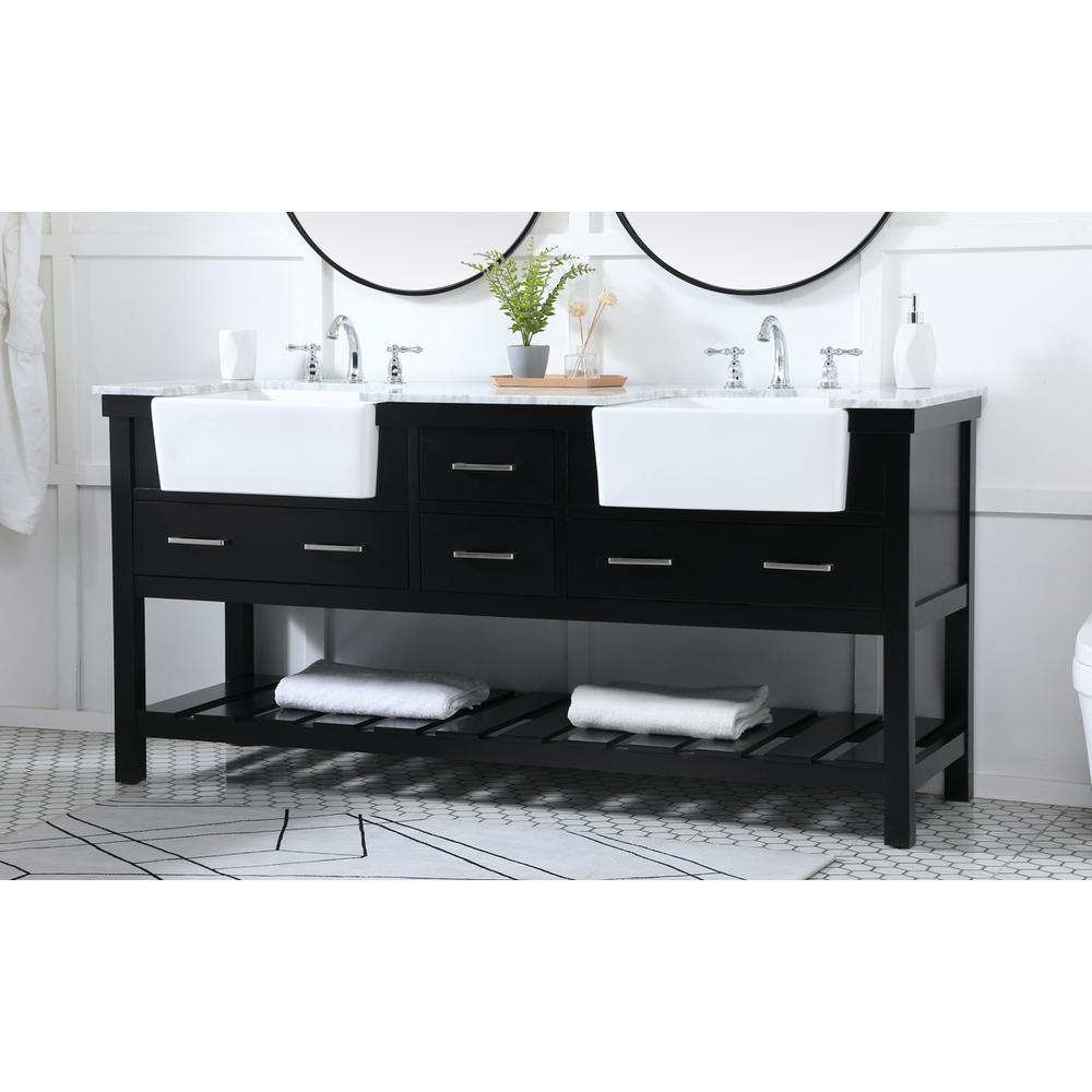 72 Inch Double Bathroom Vanity In Black. Picture 2