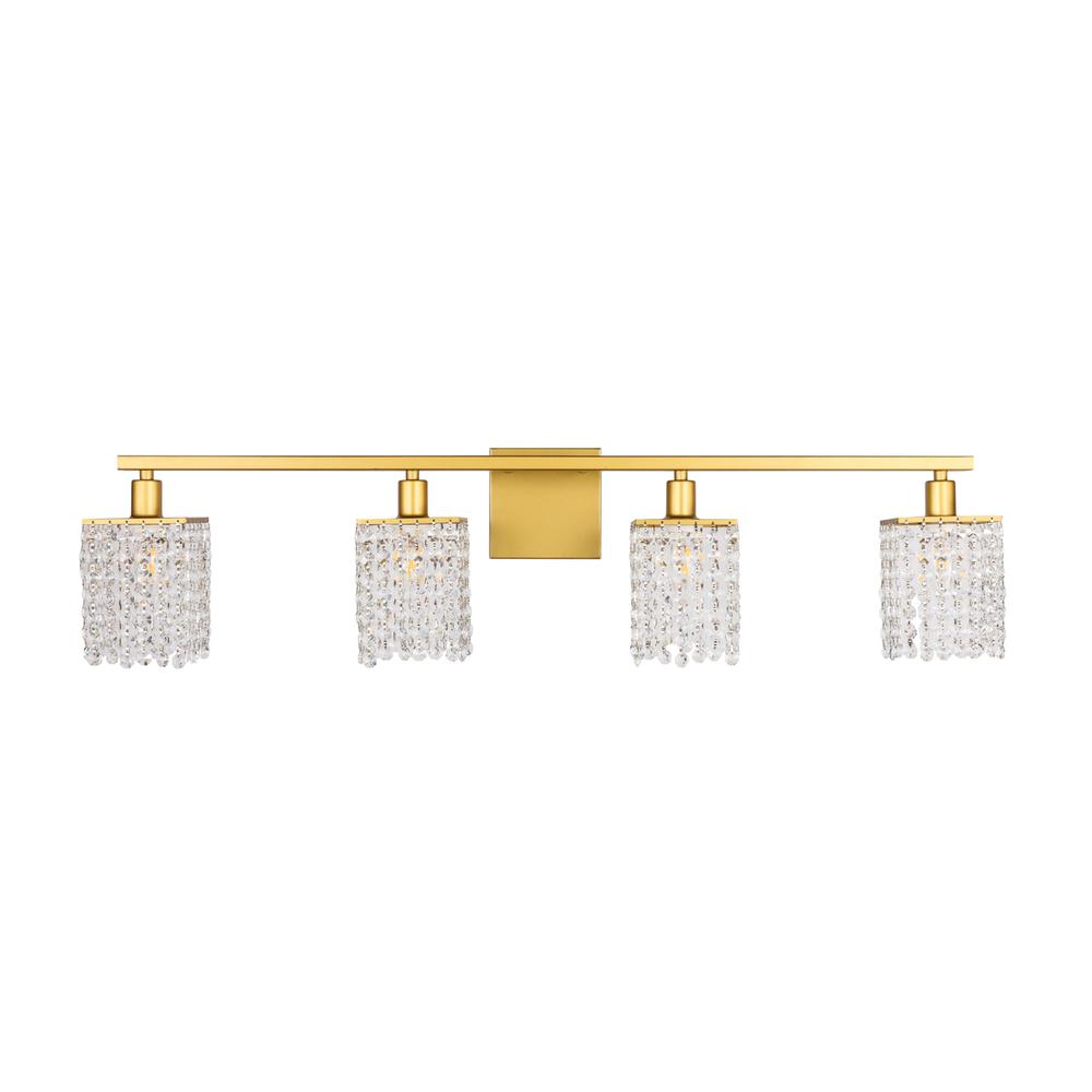 Phineas 4 Light Brass And Clear Crystals Wall Sconce. Picture 2