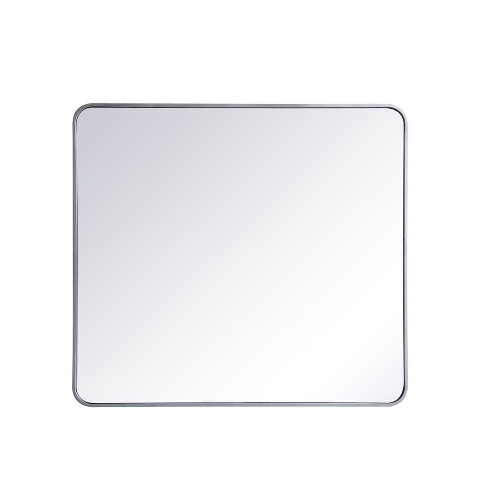 Soft Corner Metal Rectangular Mirror 36X40 Inch In Silver. Picture 1