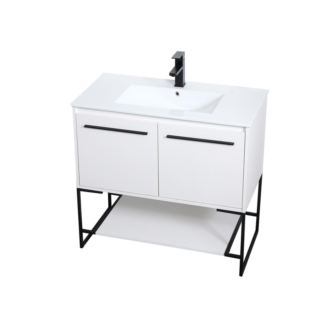 36 Inch  Single Bathroom Vanity In White. Picture 8