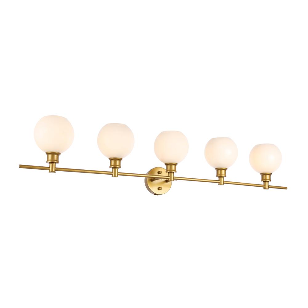 Collier 5 Light Brass And Frosted White Glass Wall Sconce. Picture 4