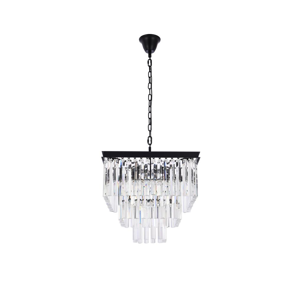 Sydney 21.5 Inch Square Crystal Chandelier In Matte Black. Picture 6