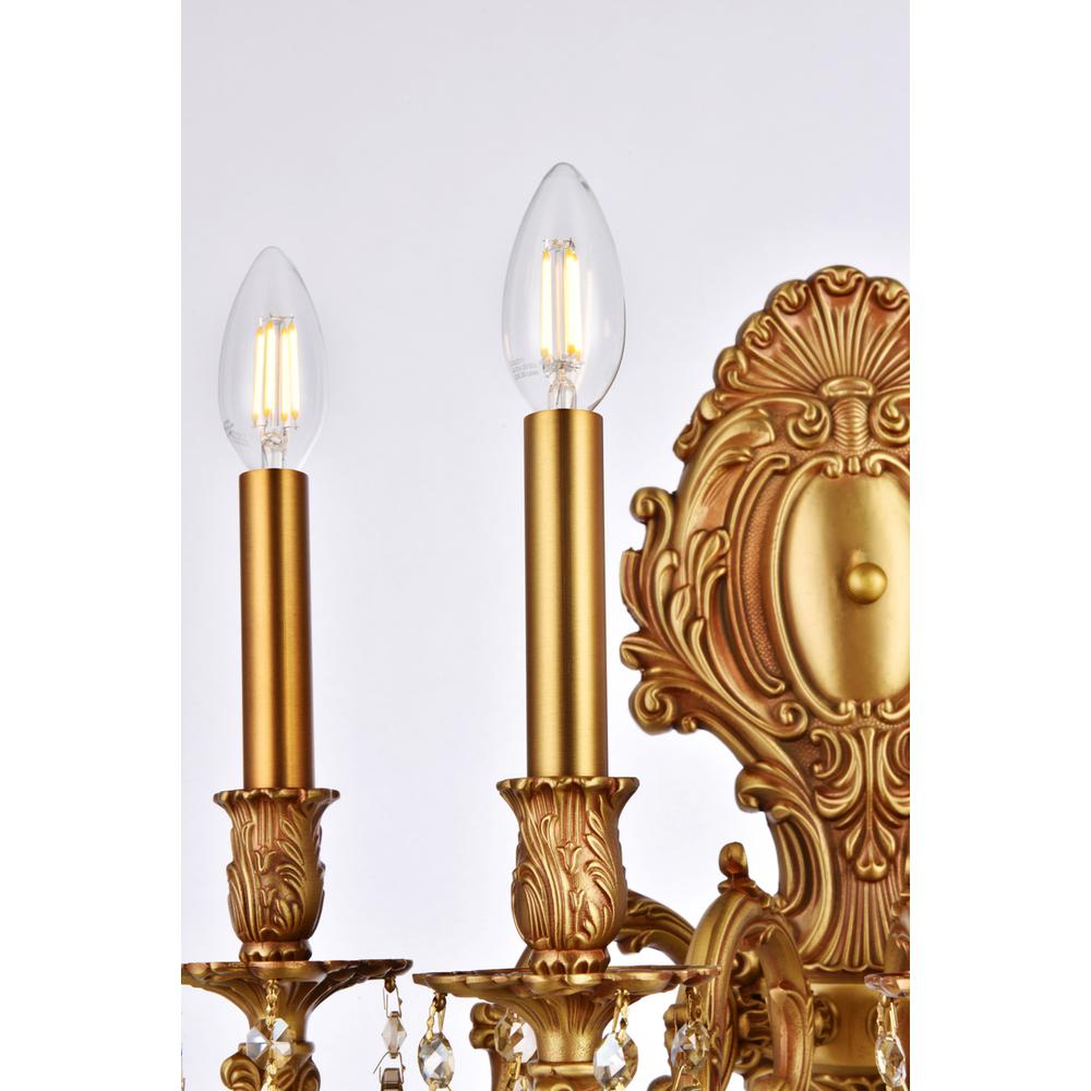 Monarch 5 Light French Gold Wall Sconce Golden Teak (Smoky) Royal Cut Crystal. Picture 3