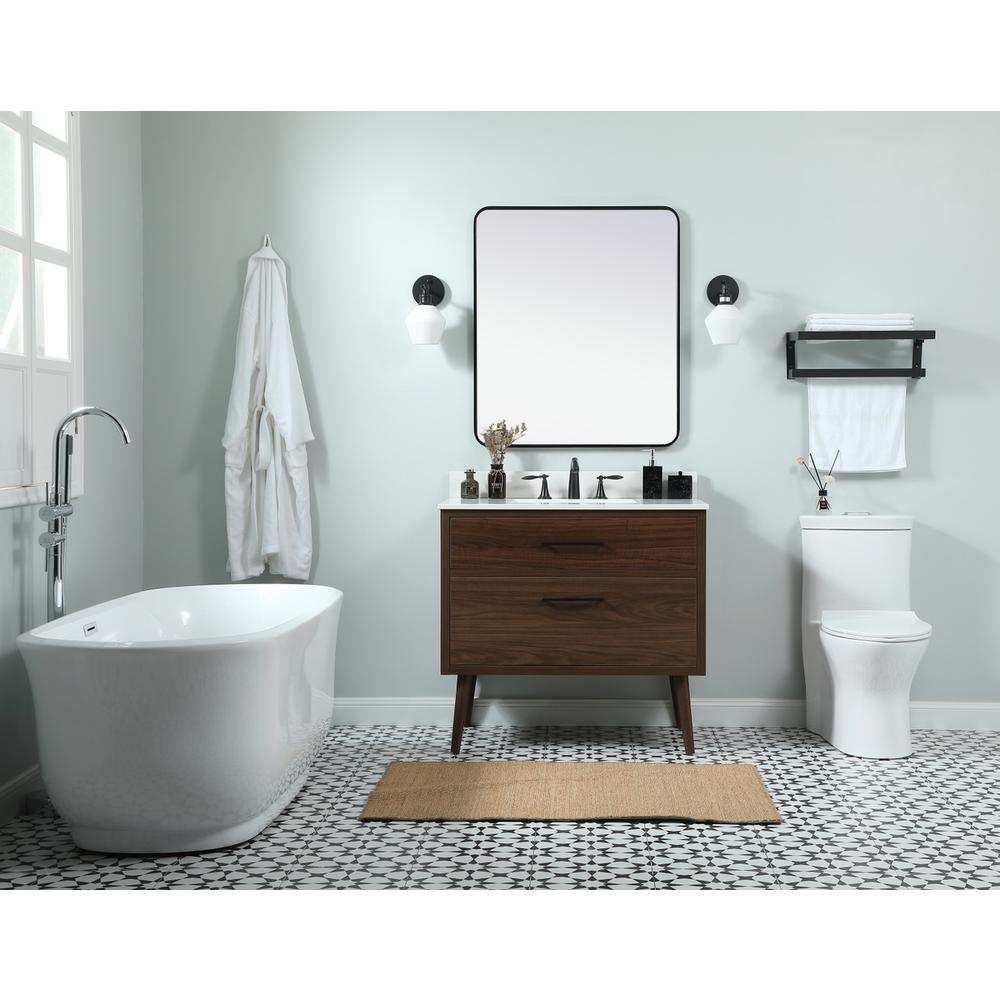 36 Inch Single Bathroom Vanity In Walnut With Backsplash. Picture 4