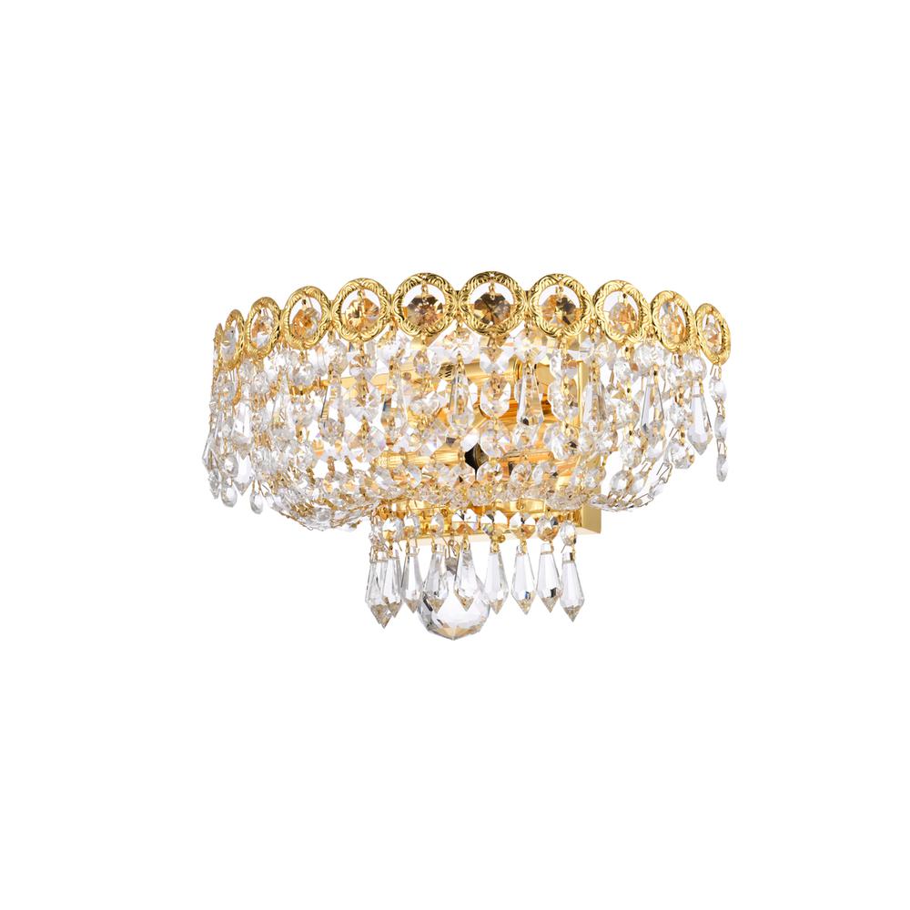 Century 2 Light Gold Wall Sconce Clear Royal Cut Crystal. Picture 2