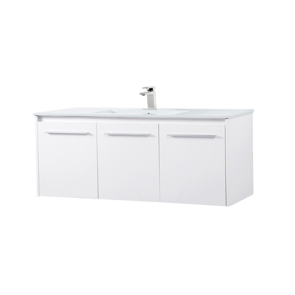 48 Inch  Single Bathroom Floating Vanity In White. Picture 7