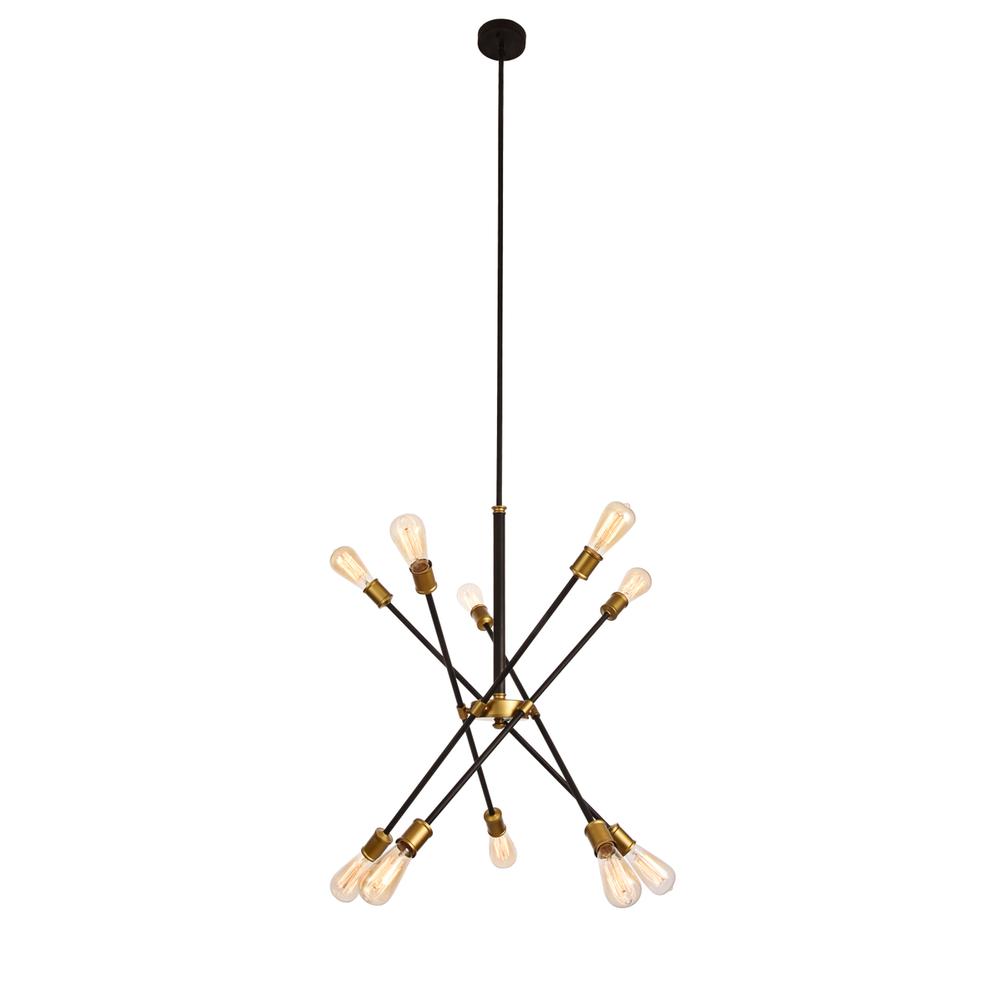 Axel Collection Chandelier D27.2 H32.5 Lt:10 Black And Brass Finish. Picture 2