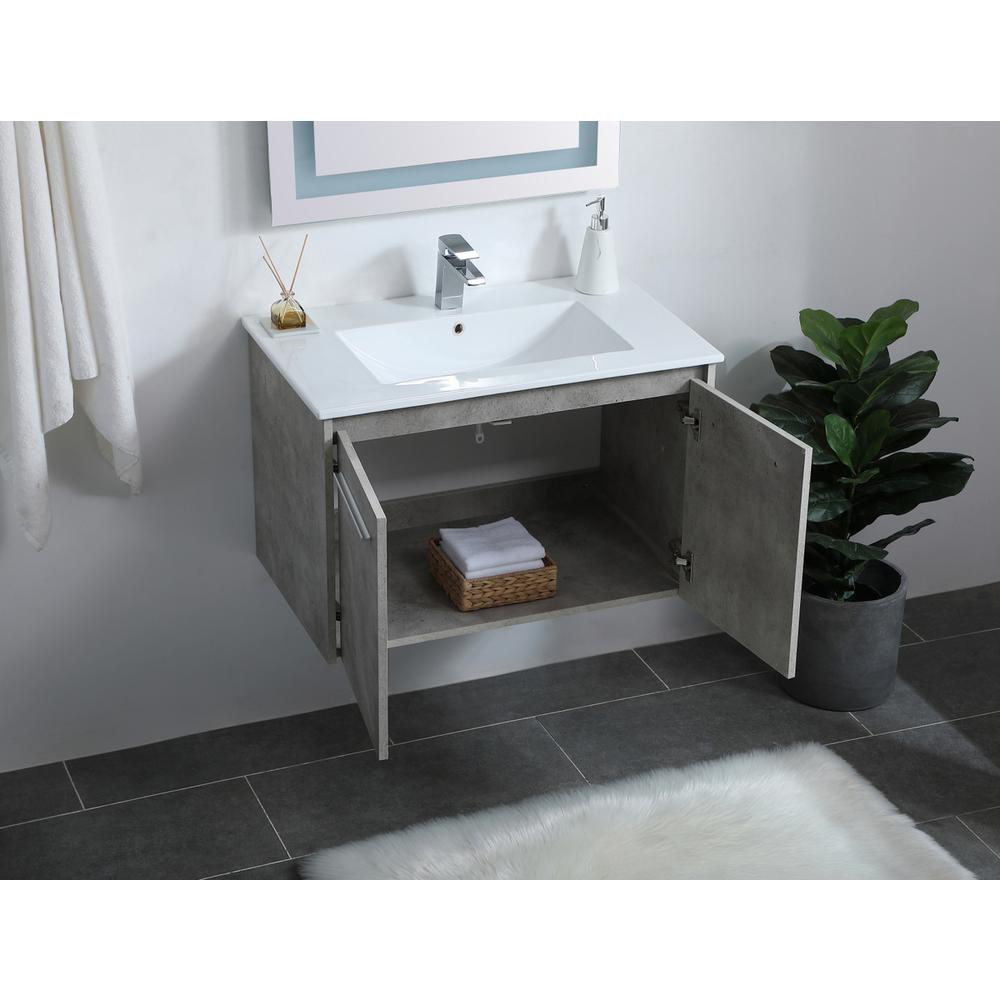 30 Inch  Single Bathroom Floating Vanity In Concrete Grey. Picture 3