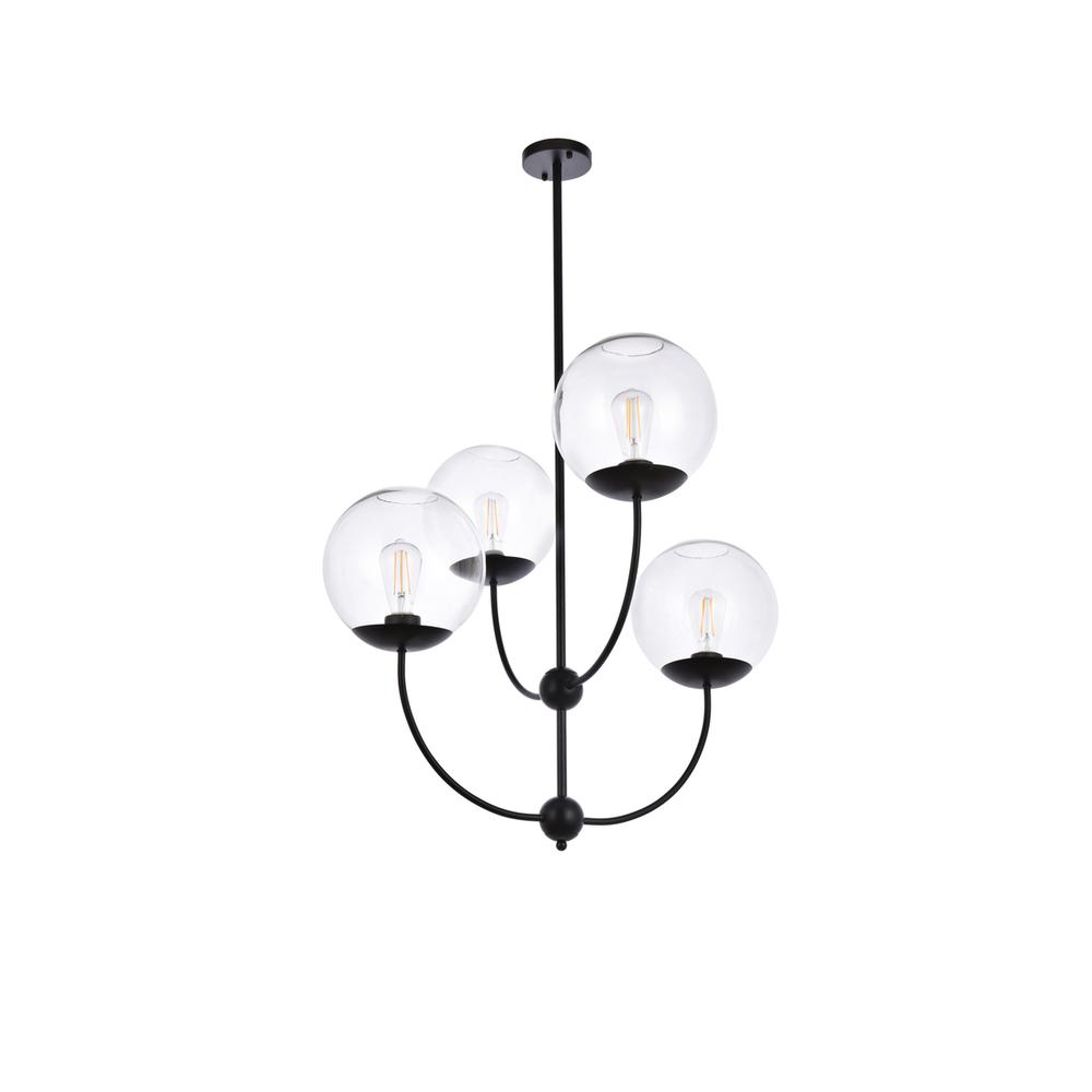 Lennon 31.5 Inch Pendant In Black With Clear Shade. Picture 6