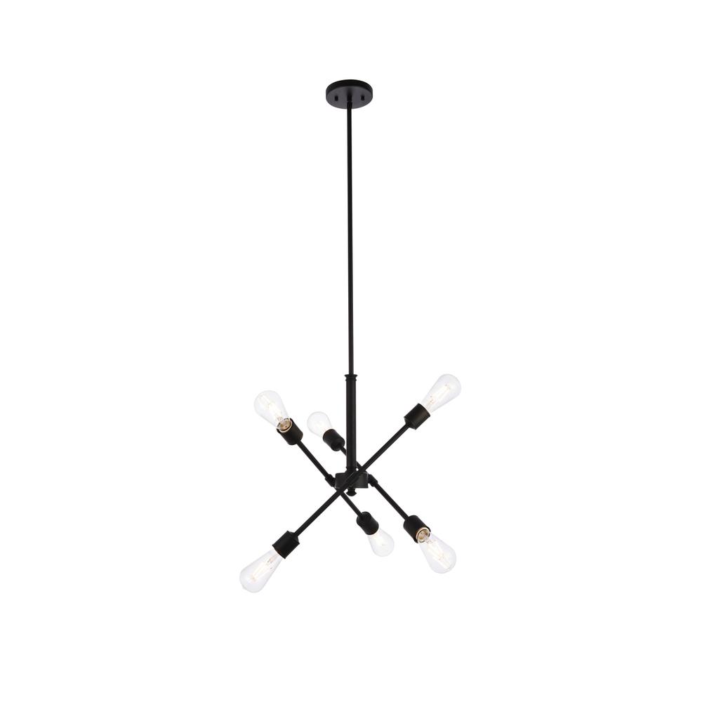 Axel 6 Lights Black Pendant With Hanging Rod. Picture 1