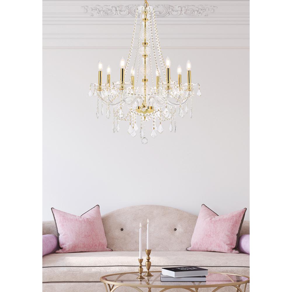 Verona 8 Light Gold Chandelier Clear Royal Cut Crystal. Picture 7