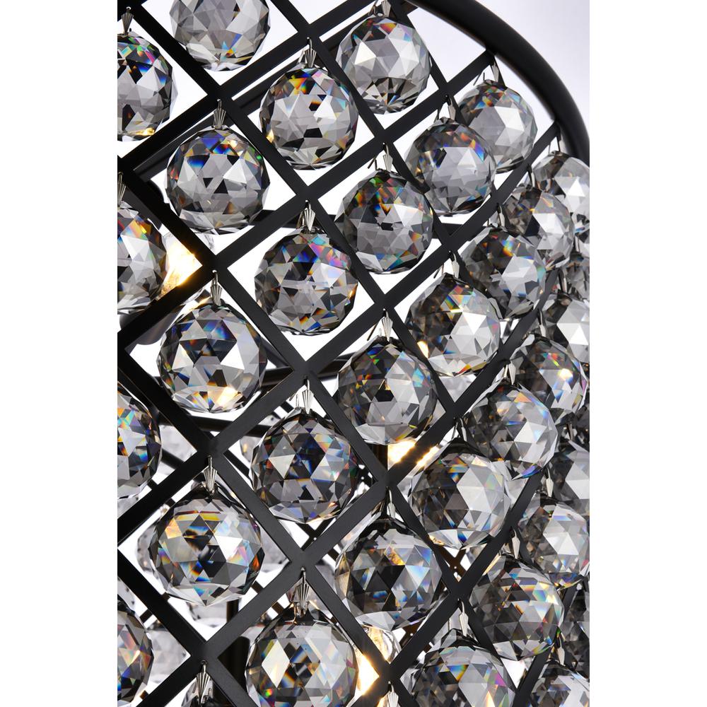 Madison 8 Light Matte Black Chandelier Silver Shade (Grey) Royal Cut Crystal. Picture 4