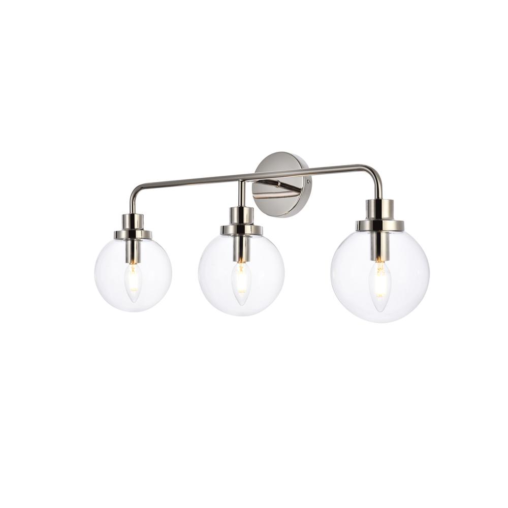 Hanson 3 Lights Bath Sconce In Polished Nickel With Clear Shade. Picture 2