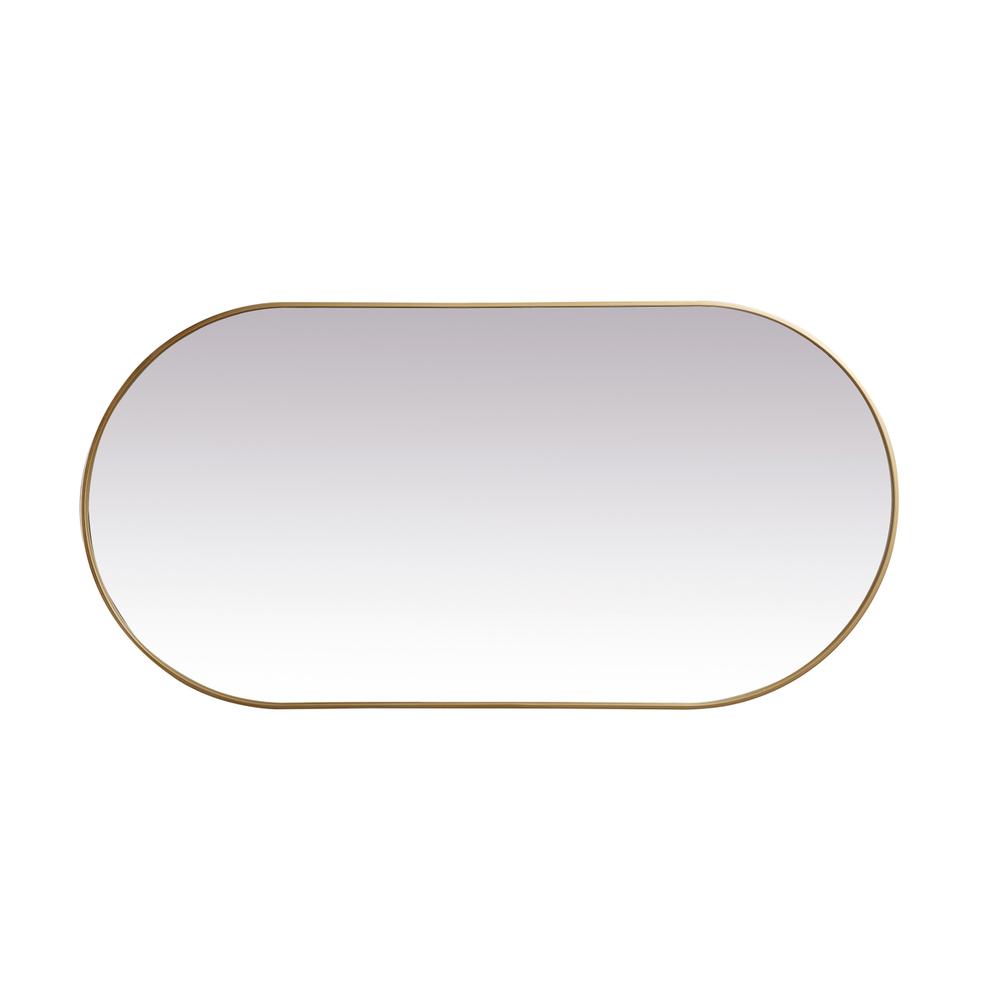 Metal Frame Oval Mirror 36X72 Inch In Brass. Picture 8