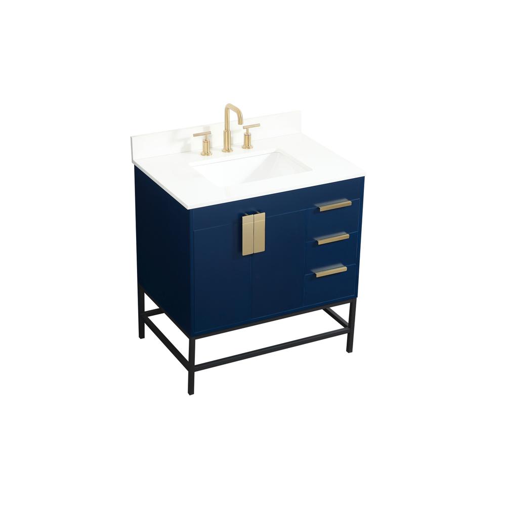 32 Inch Single Bathroom Vanity In Blue With Backsplash. Picture 8