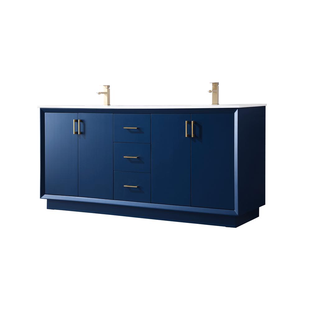 72 Inch Double Bathroom Vanity In Blue. Picture 7
