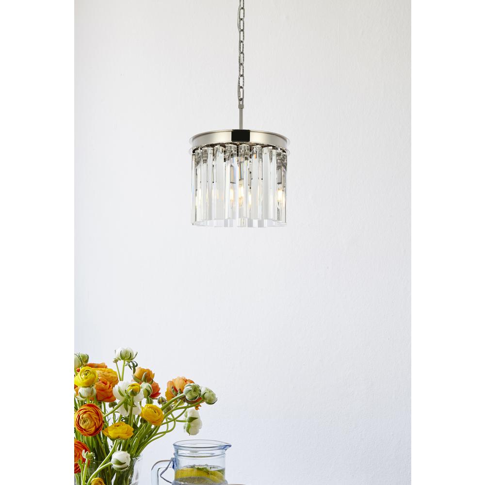 Sydney 3 Light Polished Nickel Pendant Clear Royal Cut Crystal. Picture 8