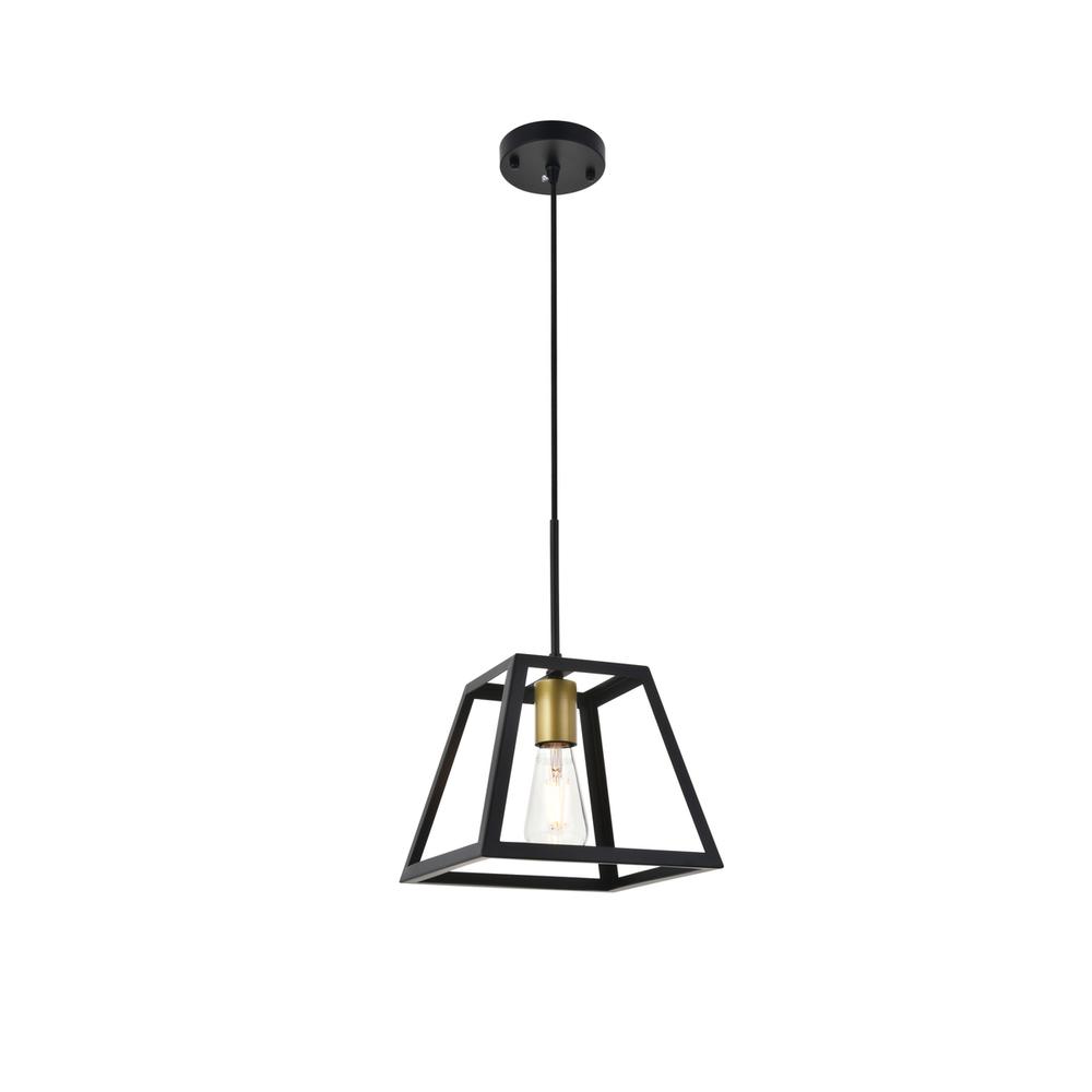 Resolute 1 Light Brass And Black Pendant. Picture 1
