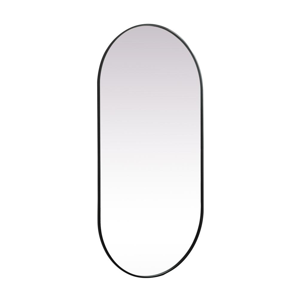 Metal Frame Oval Mirror 36X72 Inch In Black. Picture 7