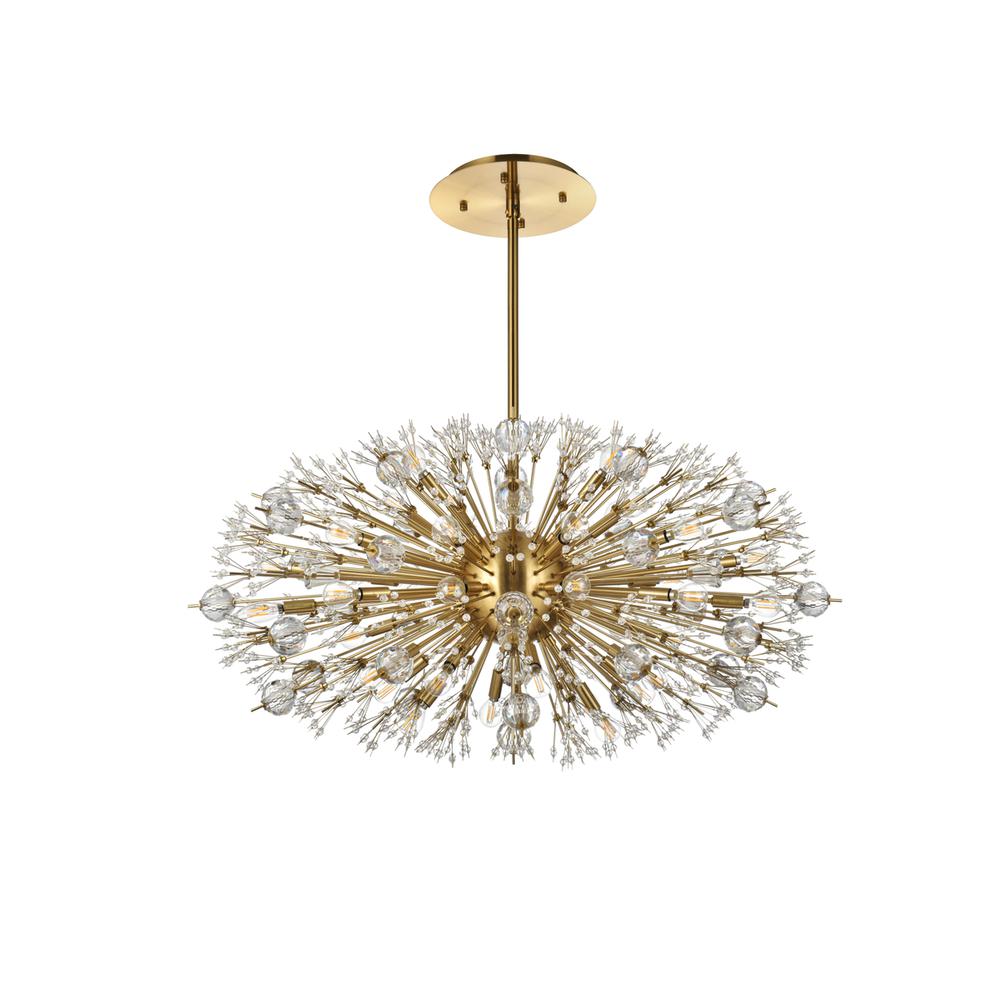 Vera 42 Inch Crystal Starburst Oval Pendant In Gold. Picture 6