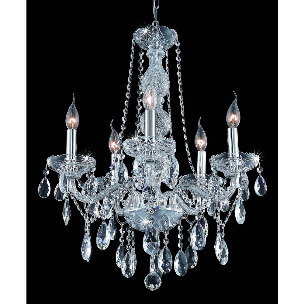 Verona 5 Light Chrome Chandelier Clear Royal Cut Crystal. Picture 1