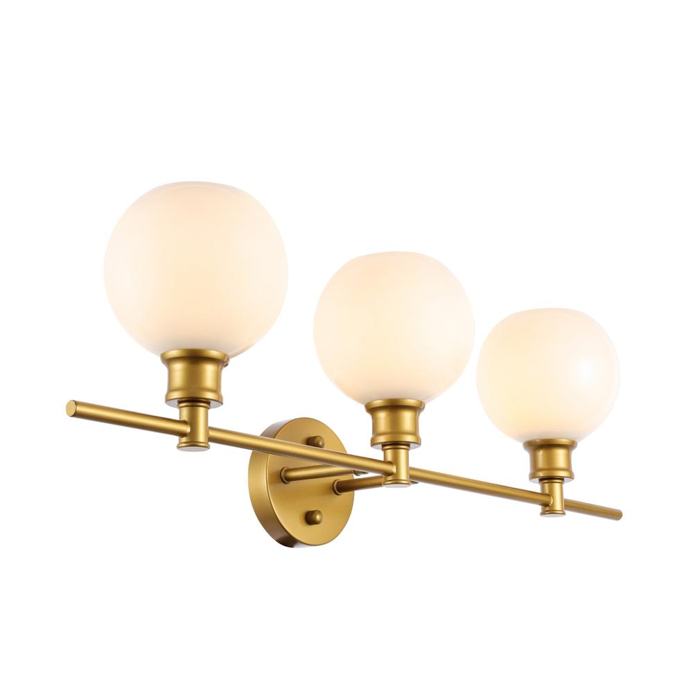 Collier 3 Light Brass And Frosted White Glass Wall Sconce. Picture 7