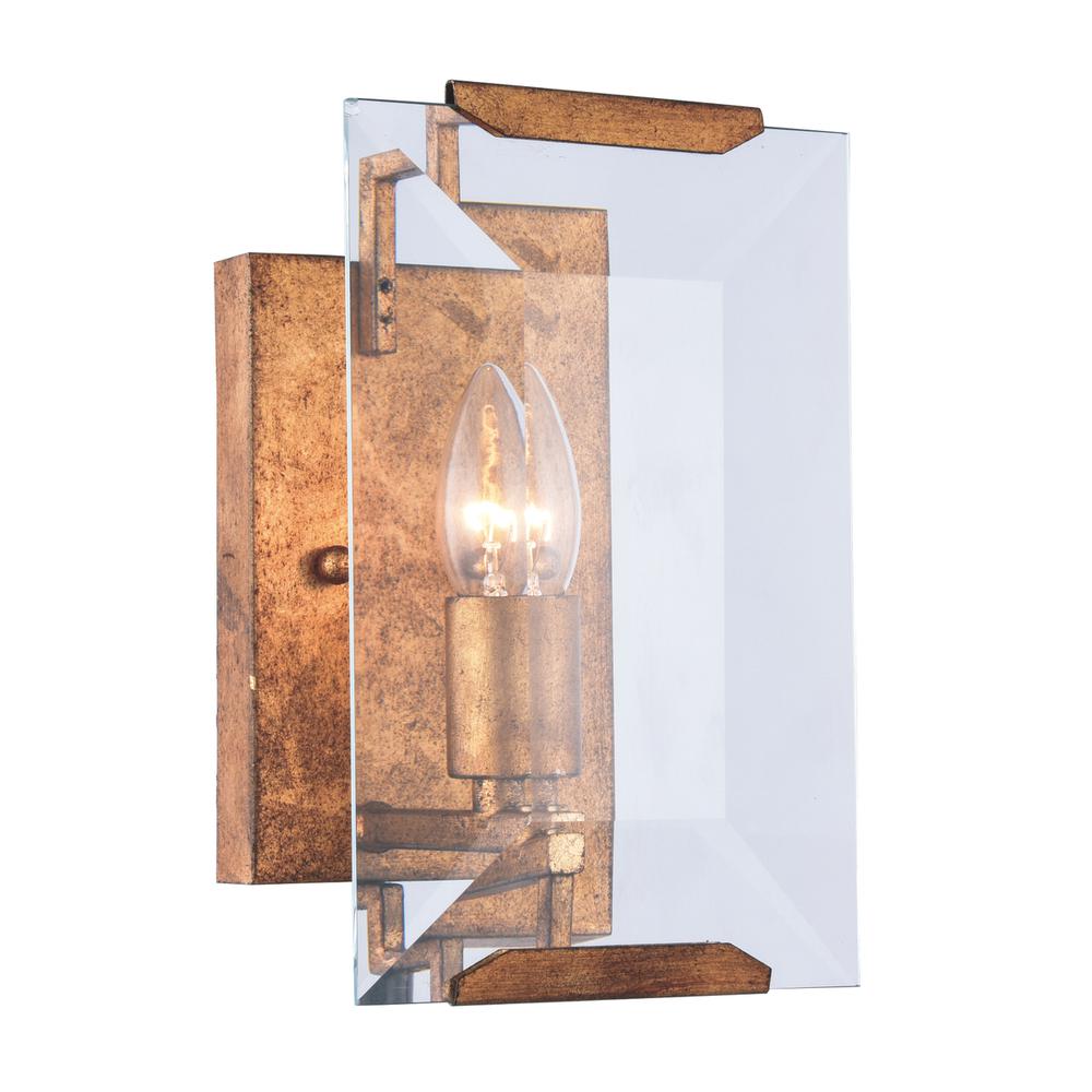 Monaco 1 Light Golden Iron Wall Sconce Glass Crystal. Picture 1