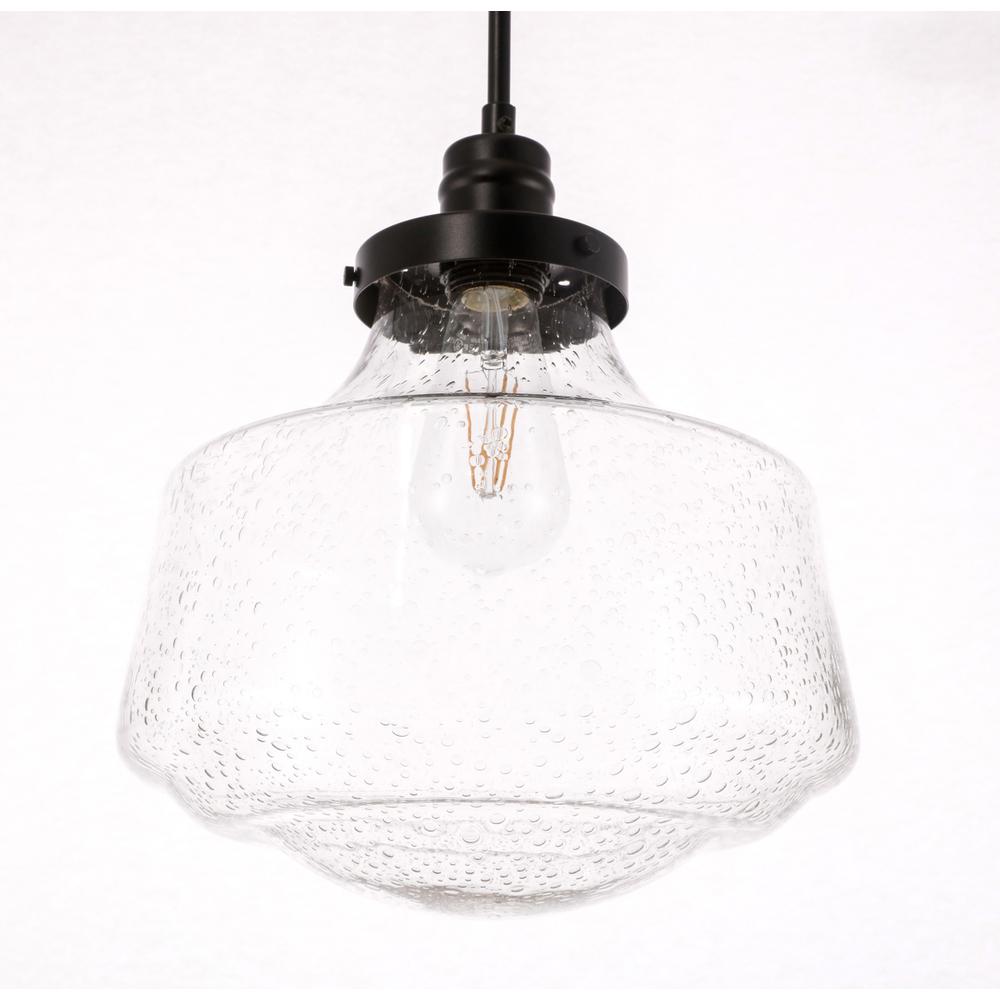Lyle 1 Light Black And Clear Seeded Glass Pendant. Picture 11