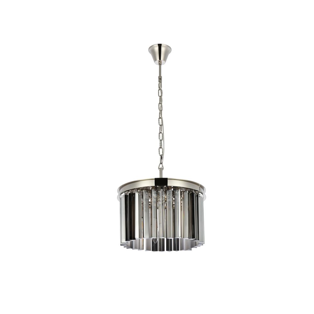 Sydney 3 Light Polished Nickel Pendant Silver Shade (Grey) Royal Cut Crystal. Picture 6