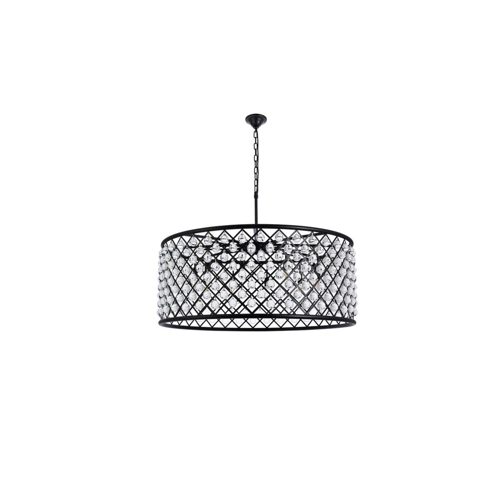 Madison 10 Light Matte Black Chandelier Clear Royal Cut Crystal. Picture 6