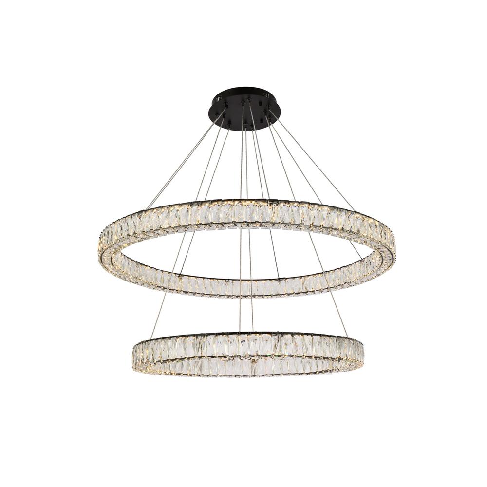 Monroe 42 Inch Led Round Double Ring Pendant In Black. Picture 1