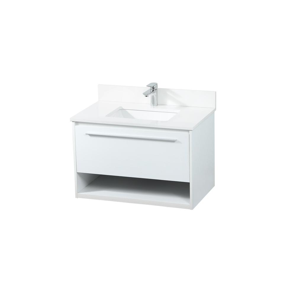 30 Inch Single Bathroom Vanity In White With Backsplash. Picture 8