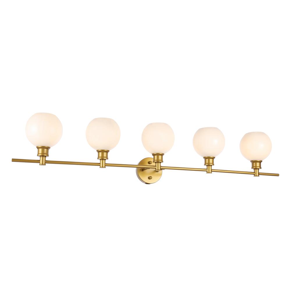 Collier 5 Light Brass And Frosted White Glass Wall Sconce. Picture 2