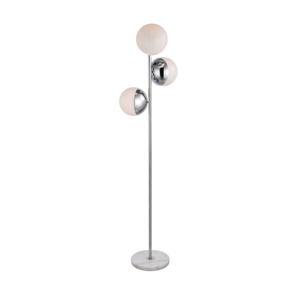 Eclipse 3 Lights Chrome Floor Lamp With Frosted White Glass. Picture 1