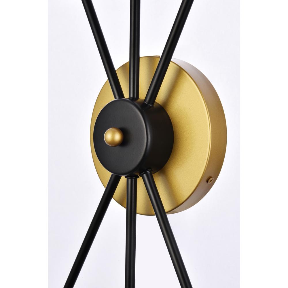 Lucca 11 Inch Bath Sconce In Black And Brass. Picture 3