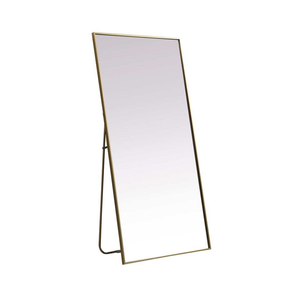 Metal Frame Rectangle Full Length Mirror 30X60 Inch In Brass. Picture 5