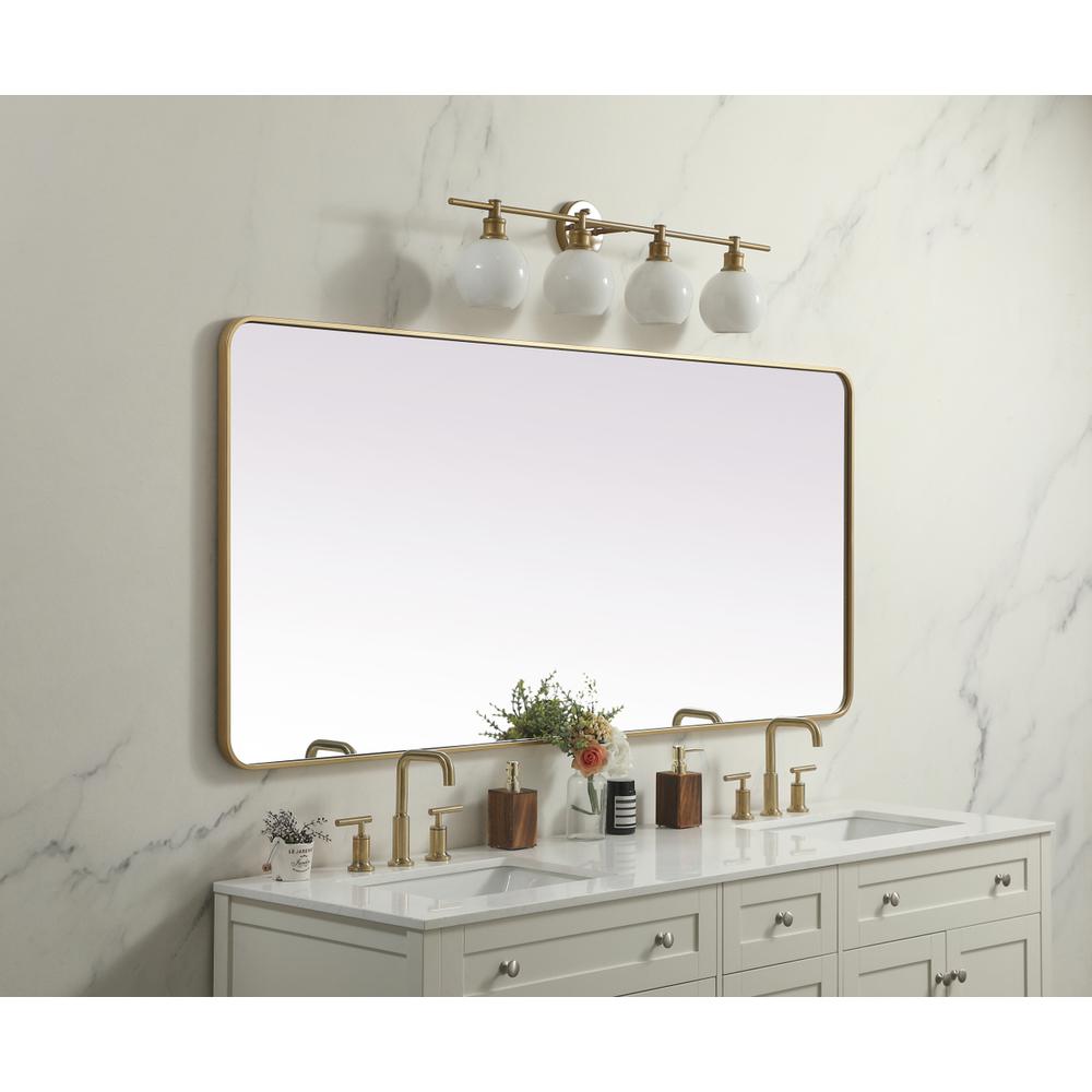 Soft Corner Metal Rectangle Full Length Mirror 32X72 Inch In Brass. Picture 4