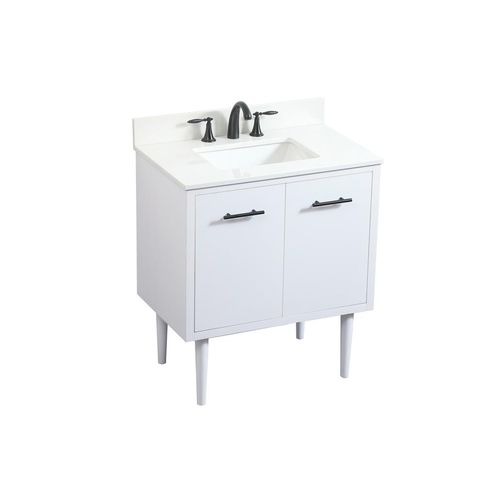 30 Inch Single Bathroom Vanity In White With Backsplash. Picture 11