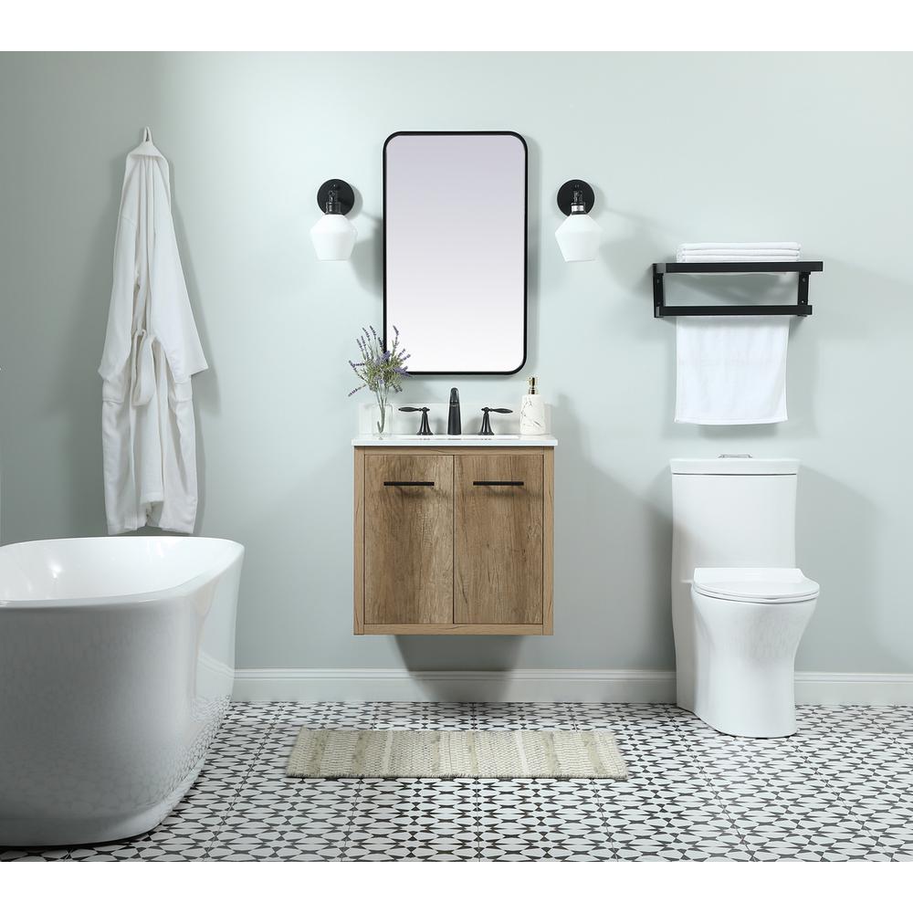 24 Inch Single Bathroom Vanity In Natural Oak With Backsplash. Picture 7