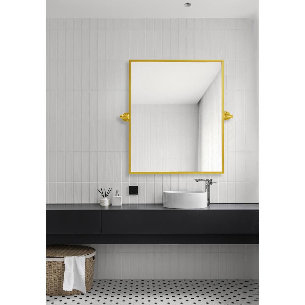 Rectangle Pivot Mirror 24X20 Inch In Gold. Picture 8