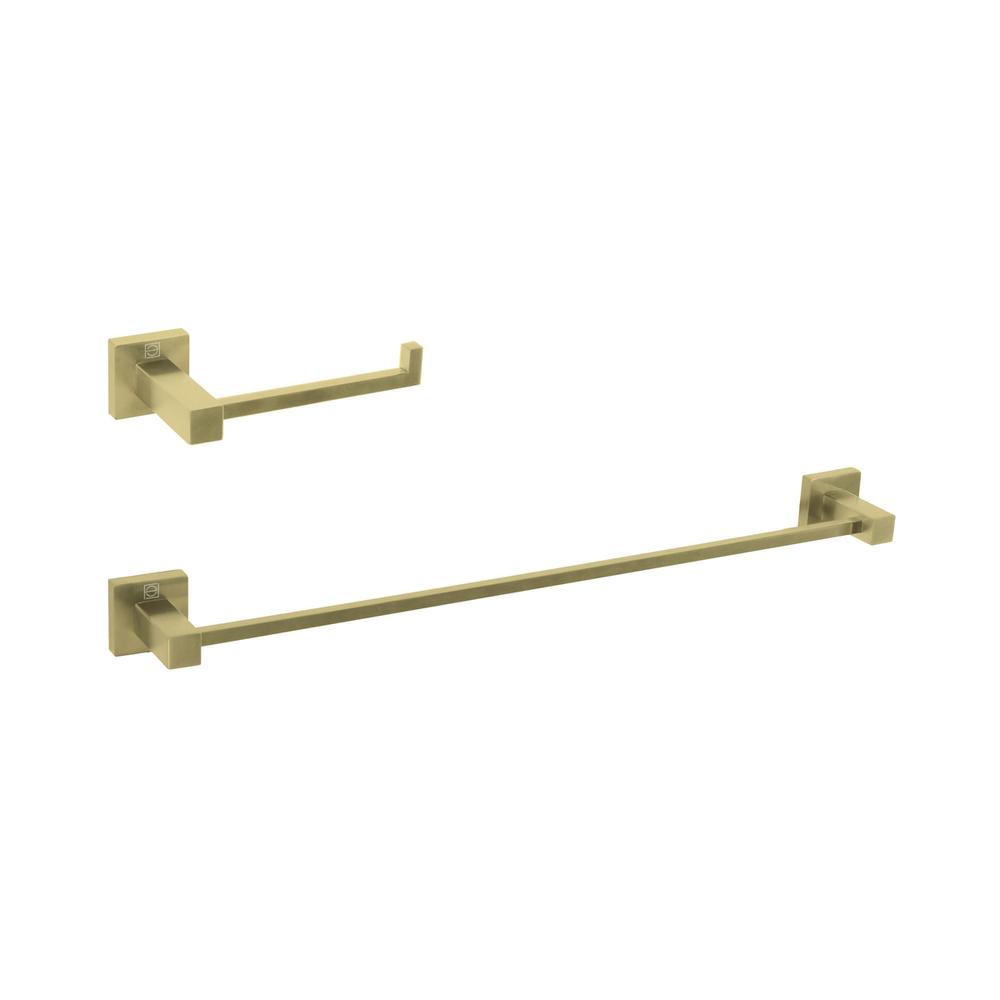 Isla 2-Piece Bathroom Hardware Set In Brushed Gold. Picture 1