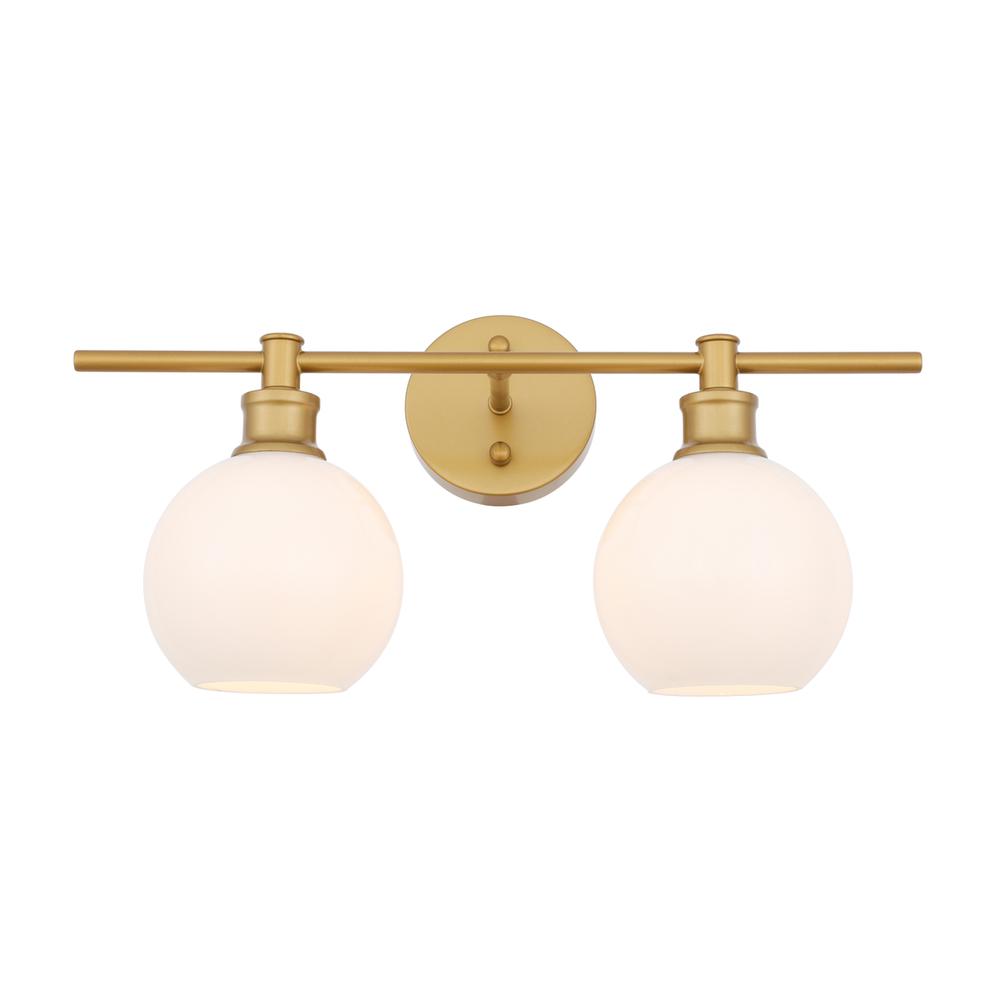 Collier 2 Light Brass And Frosted White Glass Wall Sconce. Picture 11