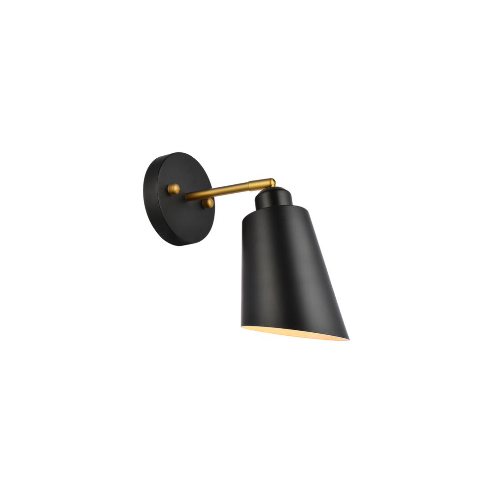 Halycon 5 Inch Black And Brass Wall Sconce. Picture 1