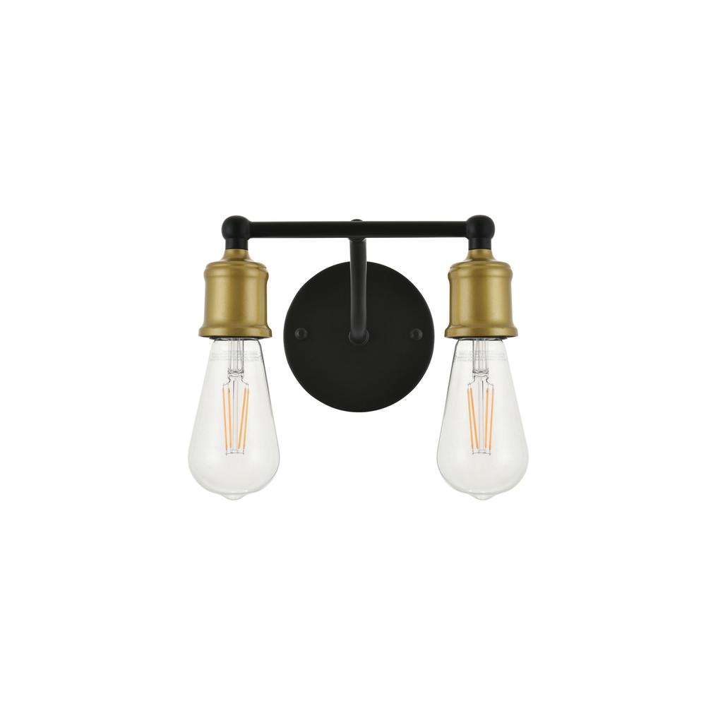 Serif 2 Light Brass And Black Wall Sconce. Picture 2