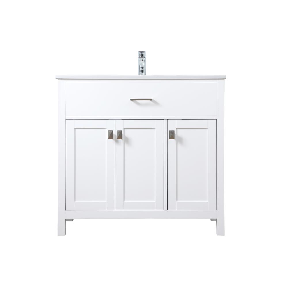 36 Inch Single Bathroom Vanity In White. Picture 1