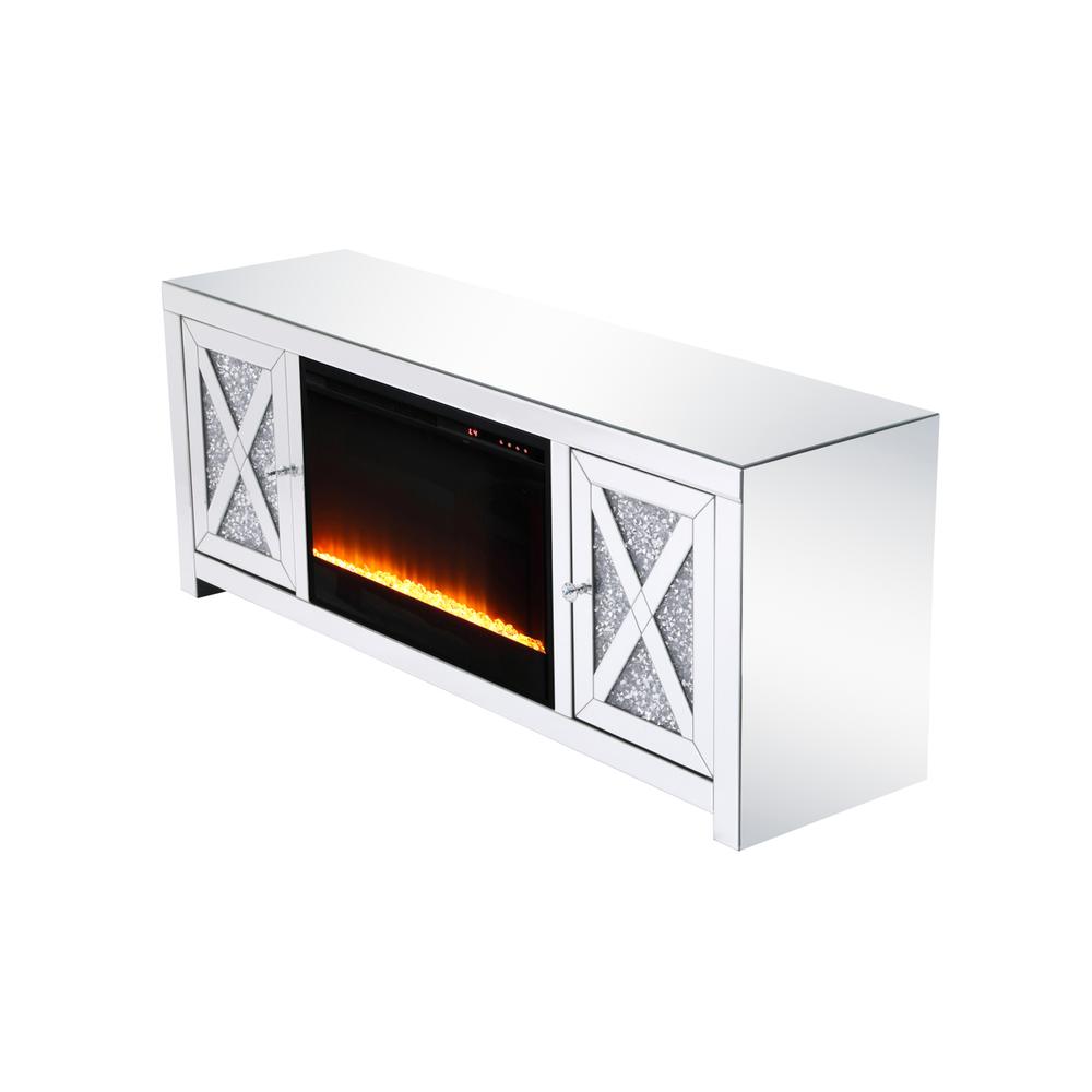 59 In.Crystal Mirrored Tv Stand With Crystal Insert Fireplace. Picture 7