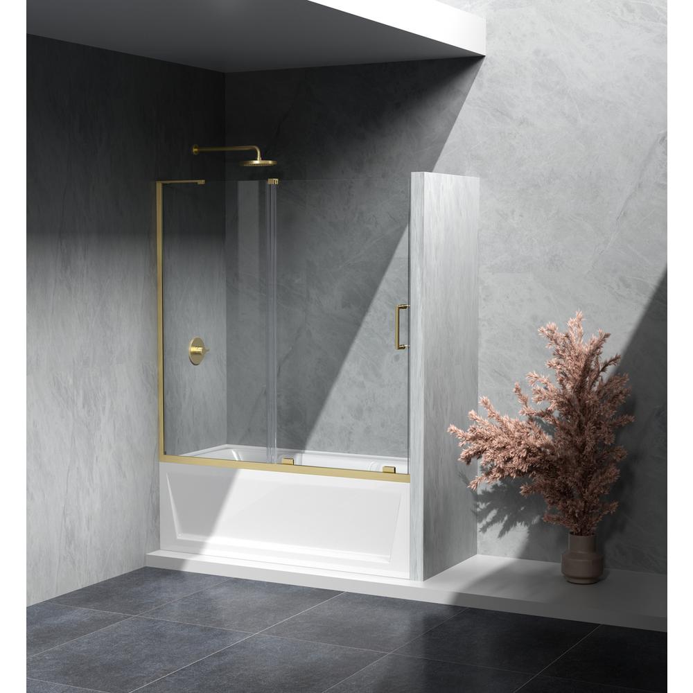 Frameless Tub Door 60 X 60 Brushed Gold. Picture 2
