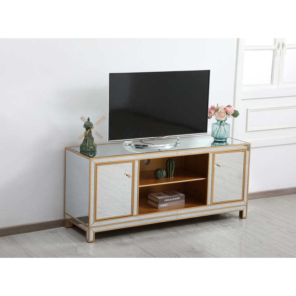 Reflexion 60 In. Mirrored Tv Stand In Gold. Picture 3